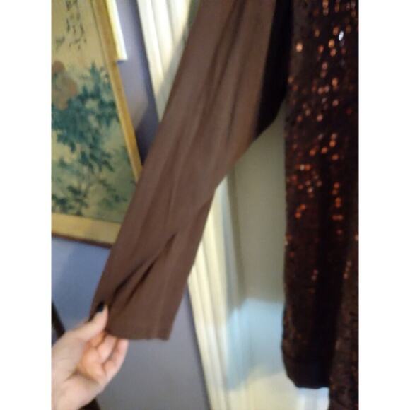 Quacker Factory Cardigan Over Tank Brown Sequined 1 Pc. Looks Like 2 Sz 3X - Picture 3 of 10